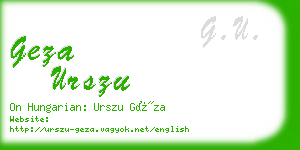 geza urszu business card